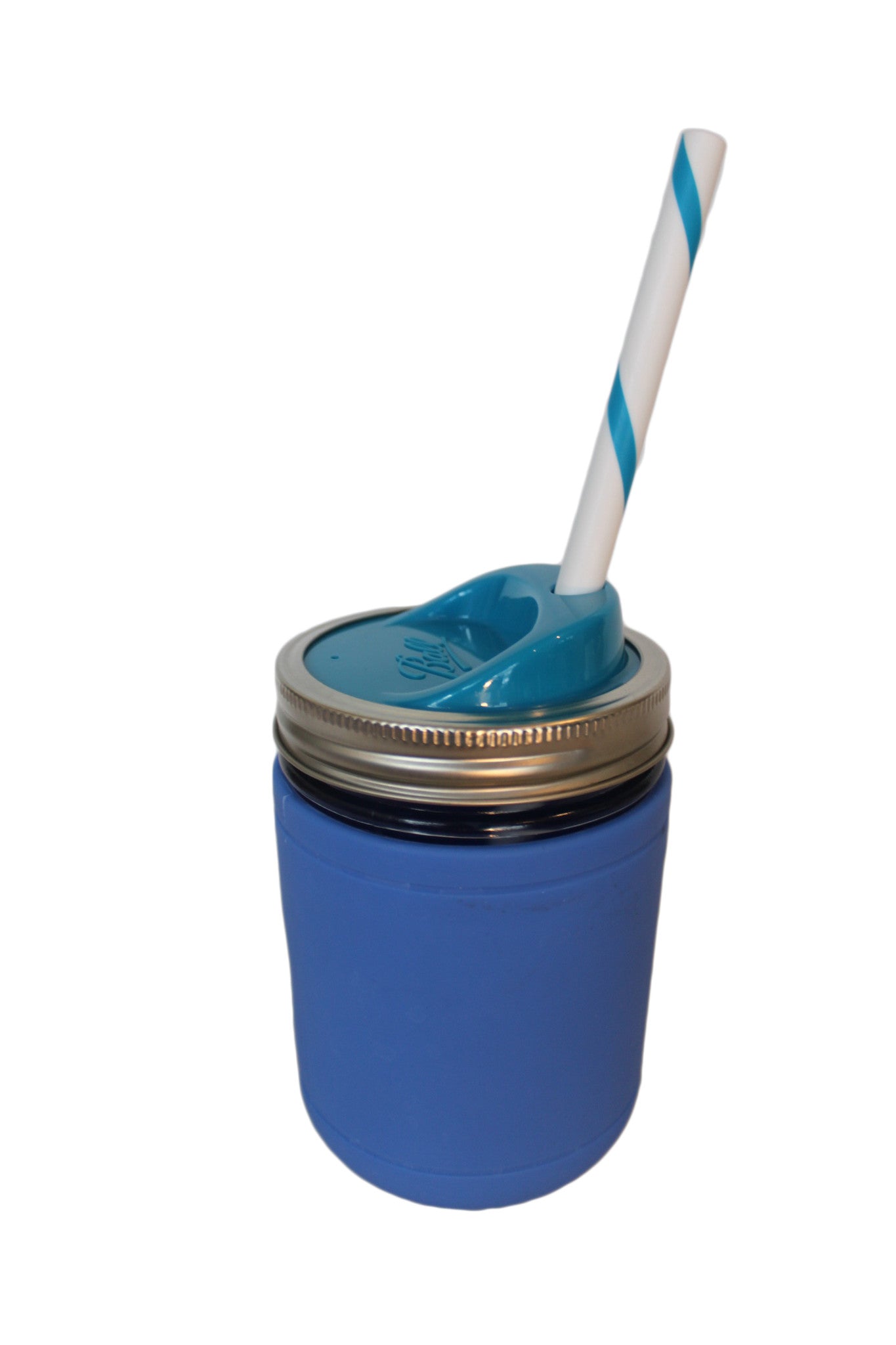 Jarware Regular Mouth Silicone Drink Lid With 8 Straws for Mason Jar  Attachment - Blue (Set of 4)